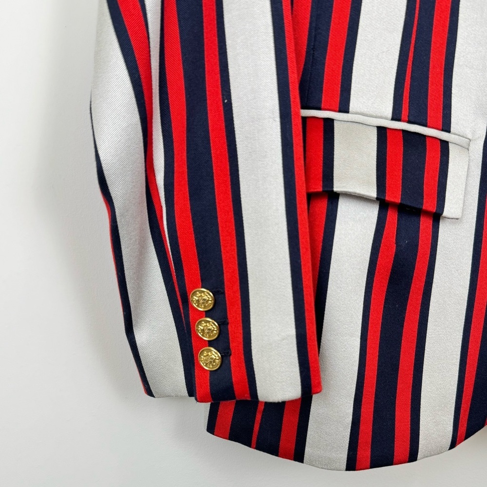 Smythe Red White and Blue Striped Blazer Size 10 - Picture 6 of 6